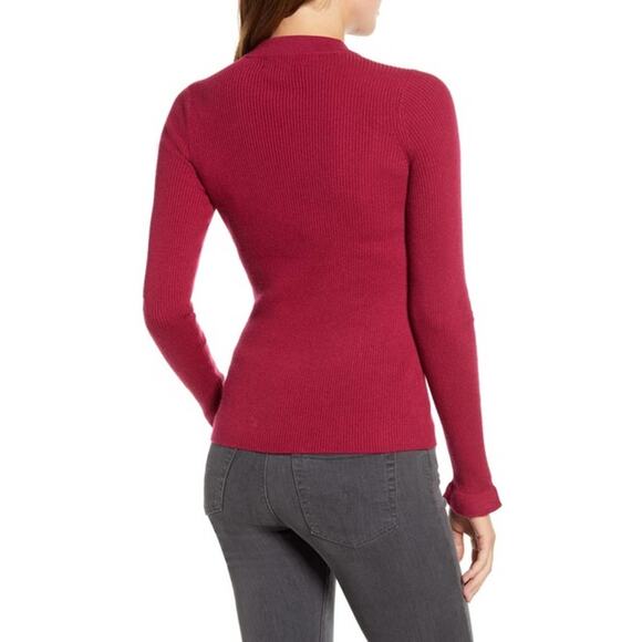 NWT Rachel Parcell Berry Pink Ribbed Mock Neck top Large - Picture 3 of 5